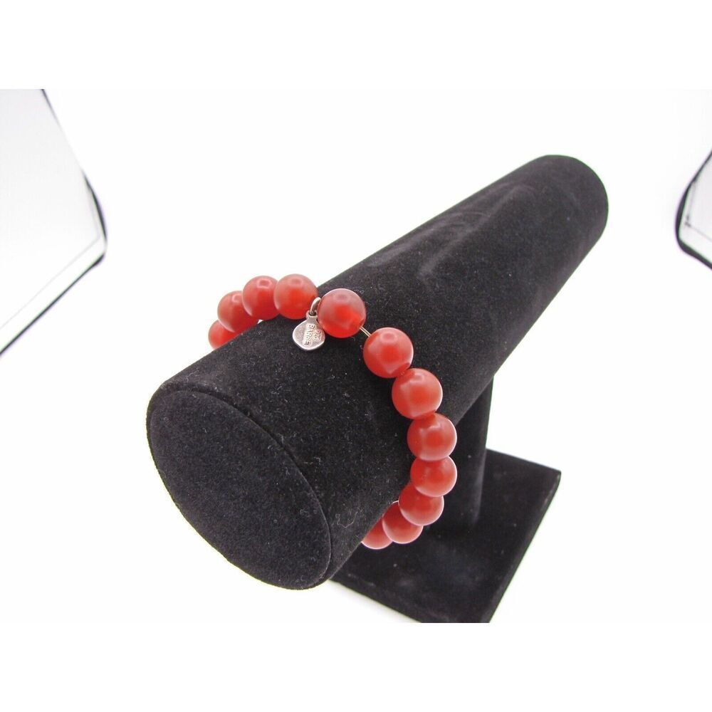 Barse Carnelian Beaded Bracelet Sterling Silver